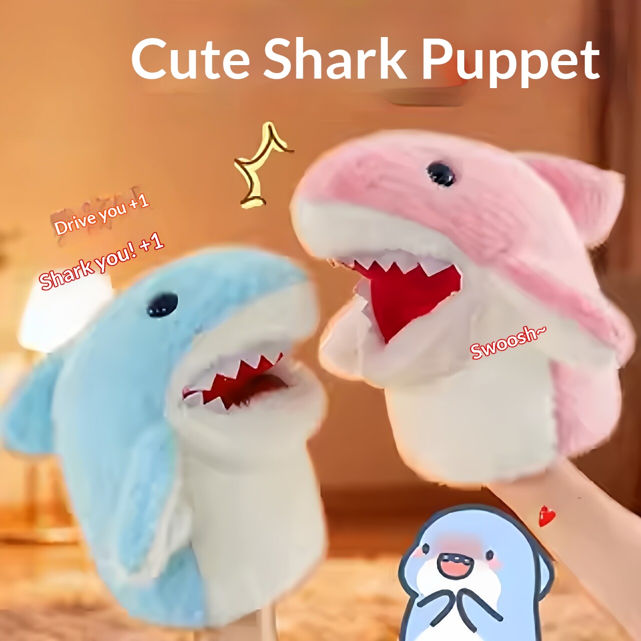 Kids Toys Idea - Köpekbalığı El Kuklası Peluş Köpekbalığı Kol