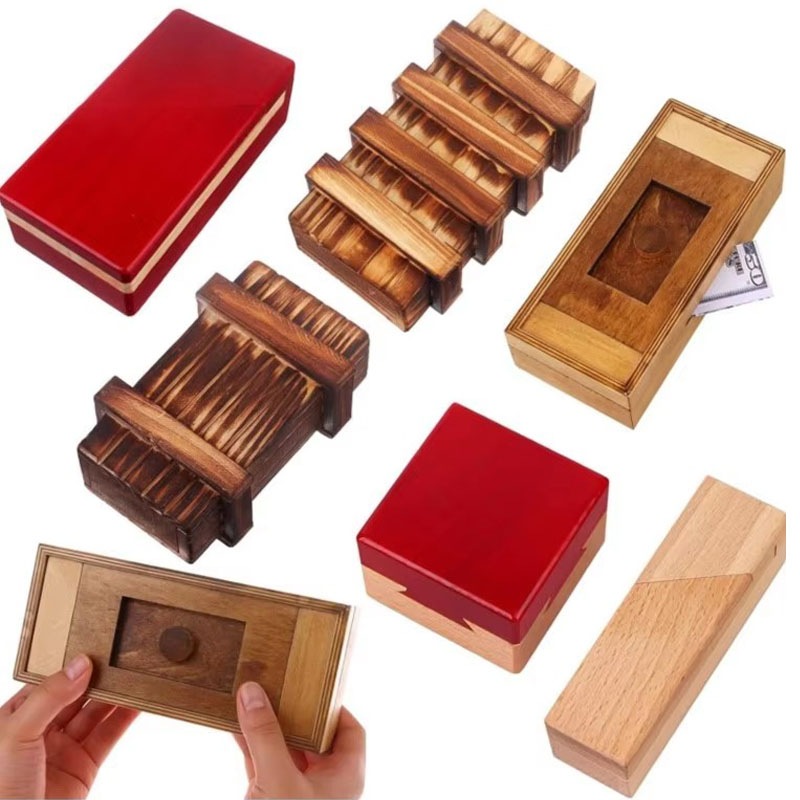 Wooden Puzzle Kids - Gizli Bölmeli Ahşap Bulmaca Kutusu, Zorlu